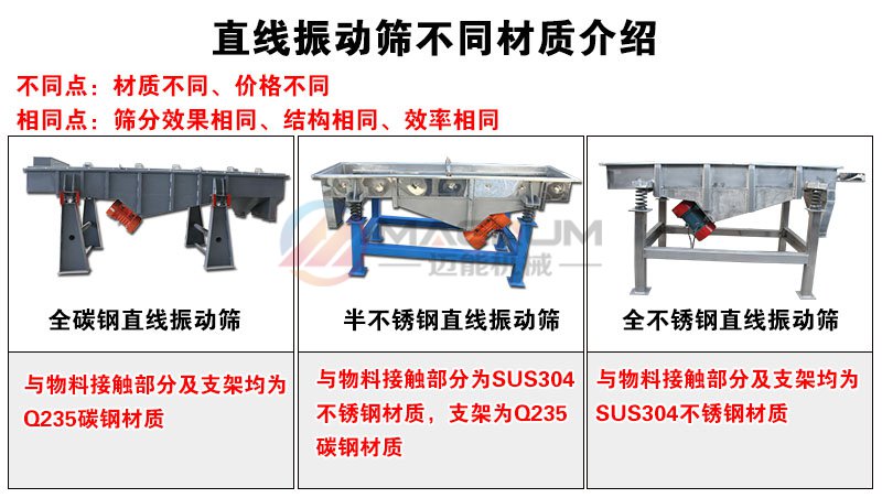 桂圓直線振動(dòng)篩不同材質(zhì)